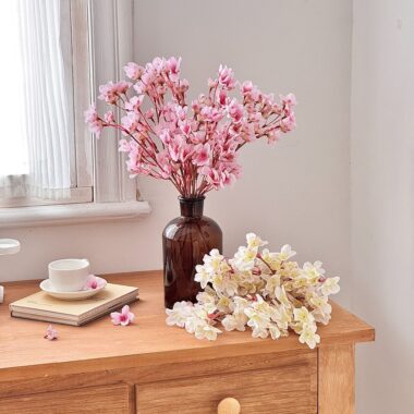 Artificial Cherry Blossom Short Branch Flowers 40cm for Home Decoration
