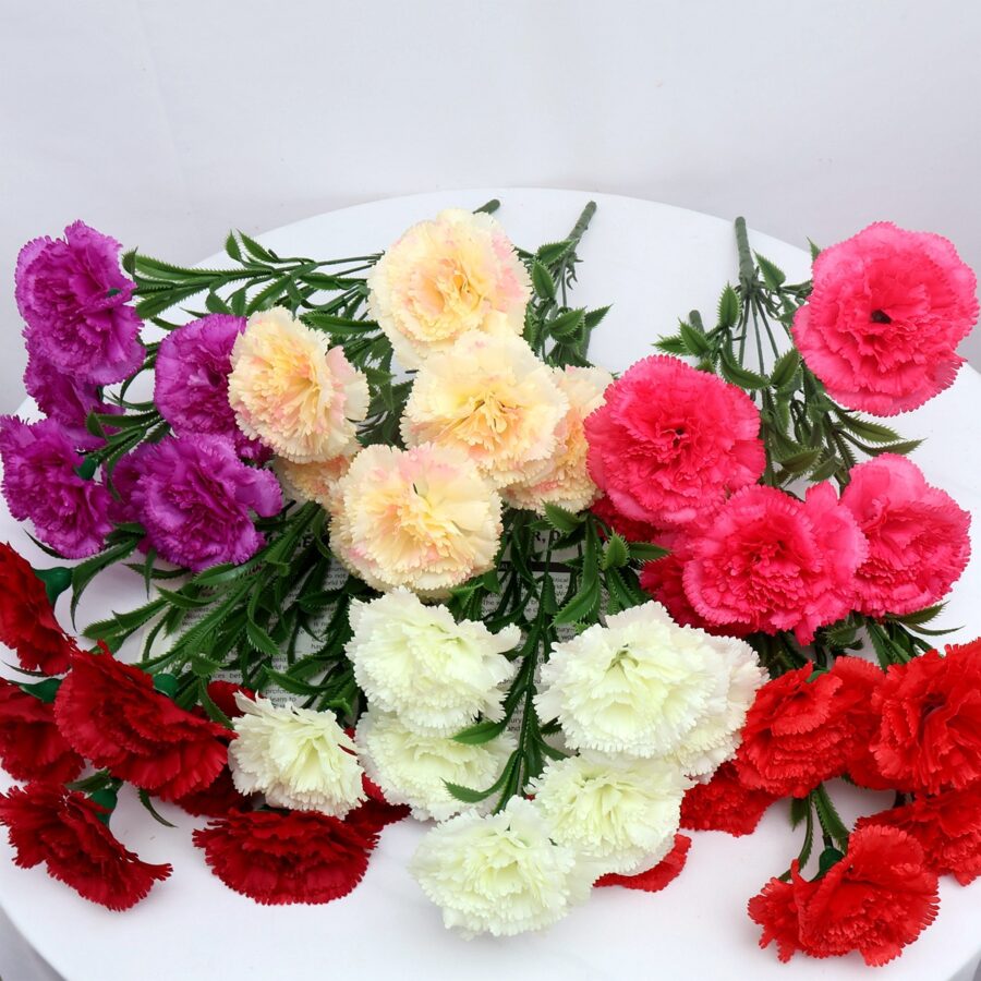 7-Stem Artificial Carnation Bouquet for Home Decoration and DIY Gifts