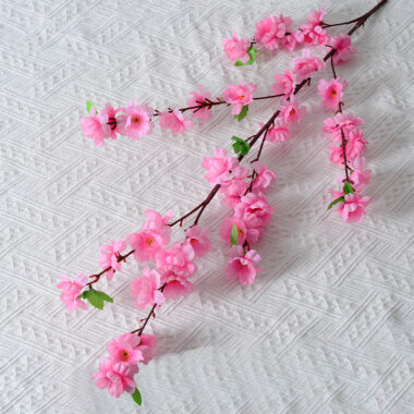 Silk Artificial Cherry Blossom Branch with 6 Forks for Wedding and Hotel Decoration
