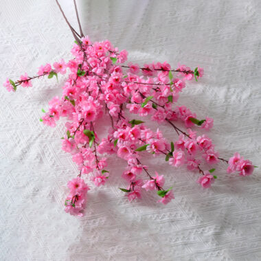 Silk Artificial Cherry Blossom Branch with 6 Forks for Wedding and Hotel Decoration