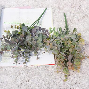 Artificial Eucalyptus Branch with 5 Forks and Money Leaves for Wedding Decor