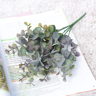 Artificial Eucalyptus Branch with 5 Forks and Money Leaves for Wedding Decor