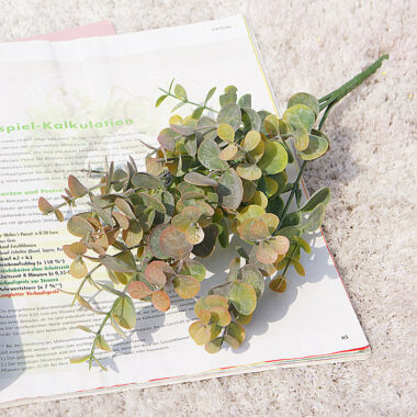 Artificial Eucalyptus Branch with 5 Forks and Money Leaves for Wedding Decor