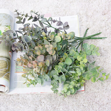 Artificial Eucalyptus Branch with 5 Forks and Money Leaves for Wedding Decor