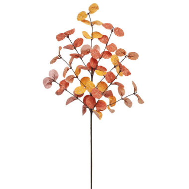 Artificial Eucalyptus Branch with Autumn Leaves for Fall and Thanksgiving Decor