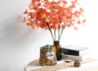 Artificial Eucalyptus Branch with Autumn Leaves for Fall and Thanksgiving Decor