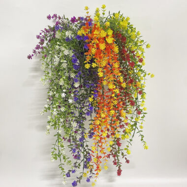 Artificial Eucalyptus Hanging Vine with Flowers for Indoor Wall Decoration 