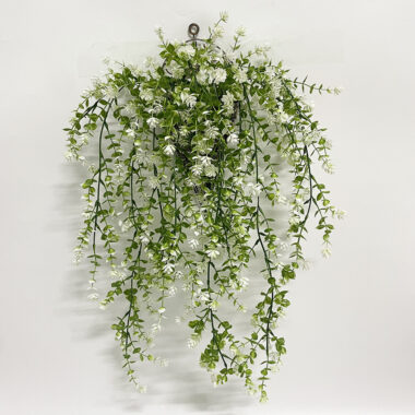 Artificial Eucalyptus Hanging Vine with Flowers for Indoor Wall Decoration 