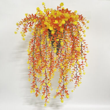 Artificial Eucalyptus Hanging Vine with Flowers for Indoor Wall Decoration