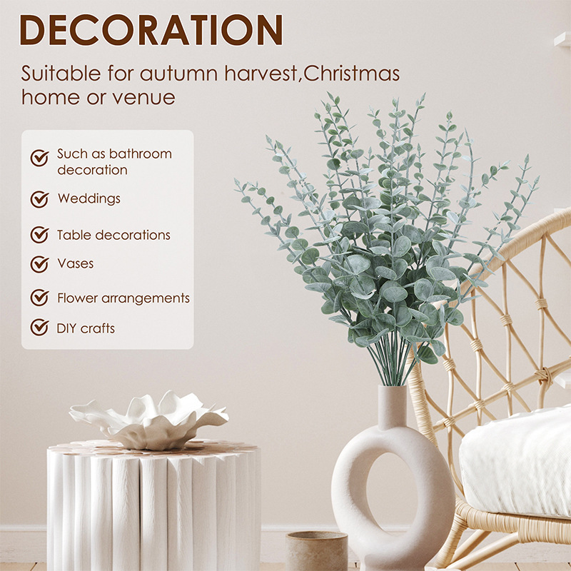 Artificial Eucalyptus Leaf Stem Green Branch for Wedding and Home Decor