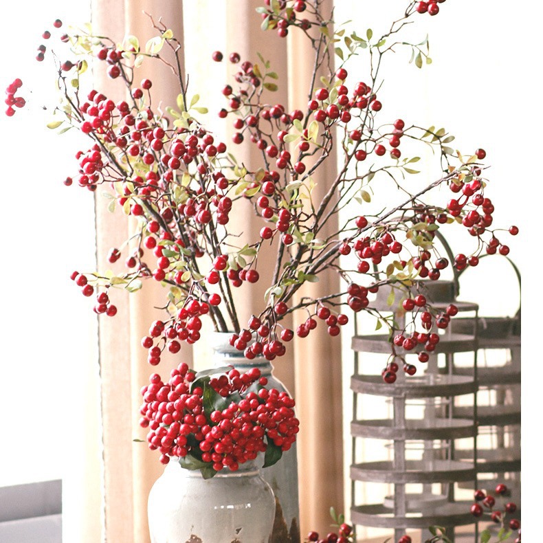 Artificial Red Fortune Berries for Table Decor and Home Ornament