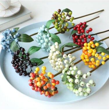 Artificial Red Berries Holly Fortune Fruit for Chinese New Year Floral Decor