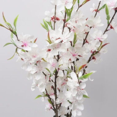 White Artificial Cherry Blossom Branch Bulk Silk Peach Blossom Stems 