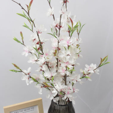 White Artificial Cherry Blossom Branch Bulk Silk Peach Blossom Stems 