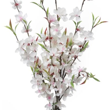 White Artificial Cherry Blossom Branch Bulk Silk Peach Blossom Stems 
