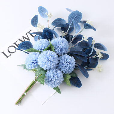 Elegant artificial eucalyptus and chrysanthemum bouquet for table decoration