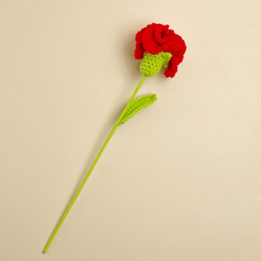Handmade Knitted Yarn Flower Bouquet with Rose Tulip Carnation Decoration