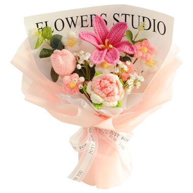 Knitted Artificial Babysbreath Rose Sunflower Flower Gift Bouquet