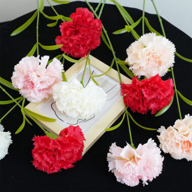 Single Artificial Carnation Flower Stem for Mother's Day Gift Decoration