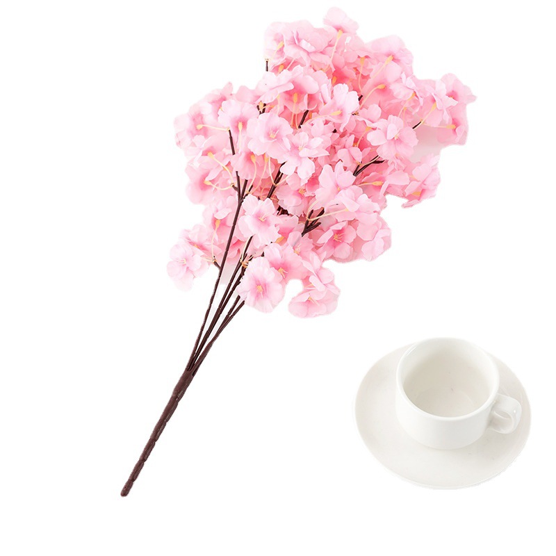 Artificial Cherry Blossom 5-Fork Flower Bouquet for Wedding Aisle and Stage Decor