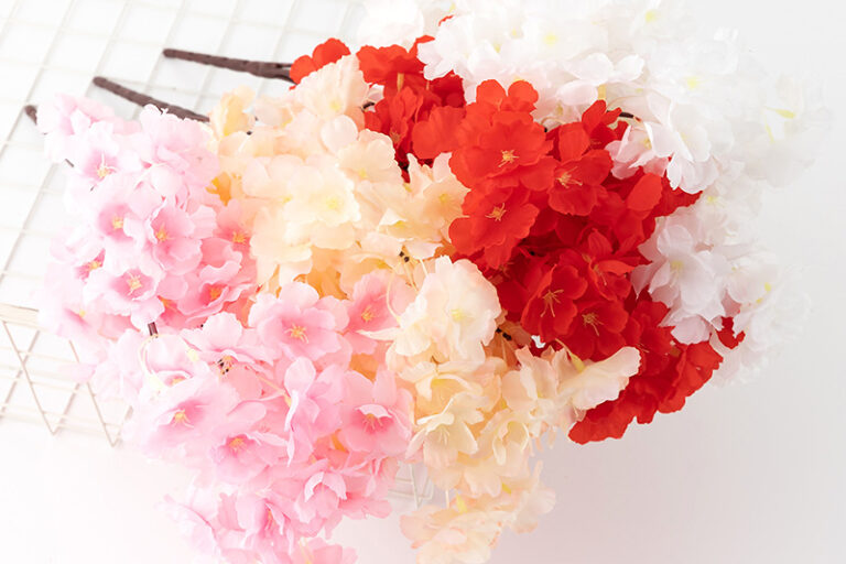 Artificial Cherry Blossom 5-Fork Flower Bouquet for Wedding Aisle and Stage Decor